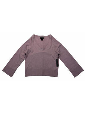 Tahari Women's V-Neck Merino Wool Wide Sleeve Sweater Pink Size M